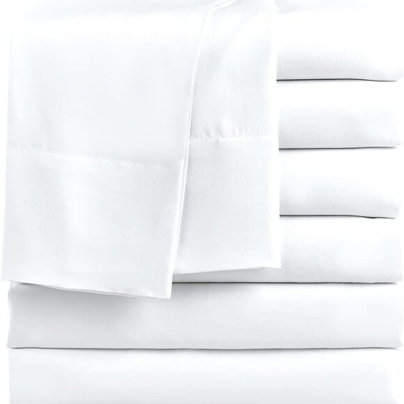 Pack of 6 Soft Twin Flat Sheets - Luxury Microfiber Bedding OEKO-TEX Certified